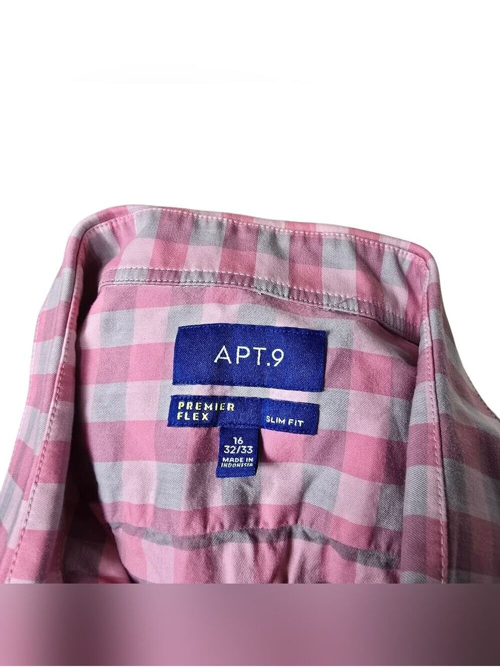 Apt. 9 Premier Flex Slim Fit Plaid Button Down Shirt Pink Gray Long Sleeves 16 - Picture 6 of 8